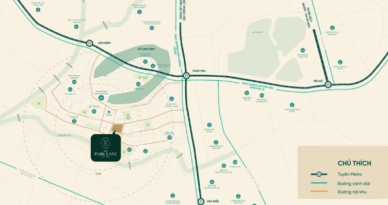 The Park Lane Linh Đàm tọa lạc tại khu vực trung tâm bán đảo Linh Đàm