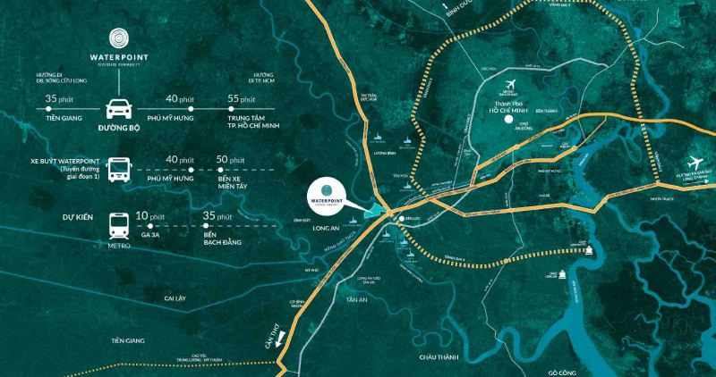 Dự án Waterpoint Long An tọa lạc tại mặt tiền Tỉnh lộ 830 thuộc xã An Thạnh, huyện Bến Lức