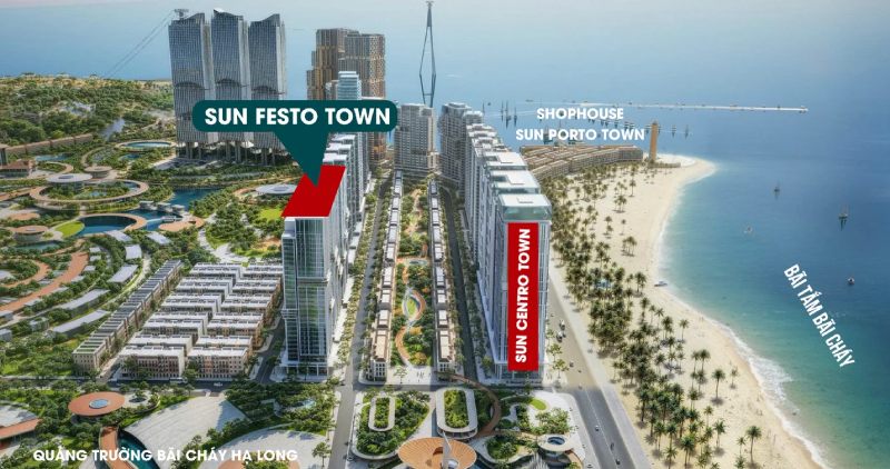 Vị trí dự án Sun Festo Town tọa lạc ngay trên trục đường bao biển Kỳ Quan, phường Bãi Cháy, thành phố Hạ Long
