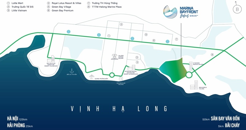 Aria Bayfront tọa lạc tại bán đảo 3 thuộc khu đô thị Halong Marina, phường Bãi Cháy