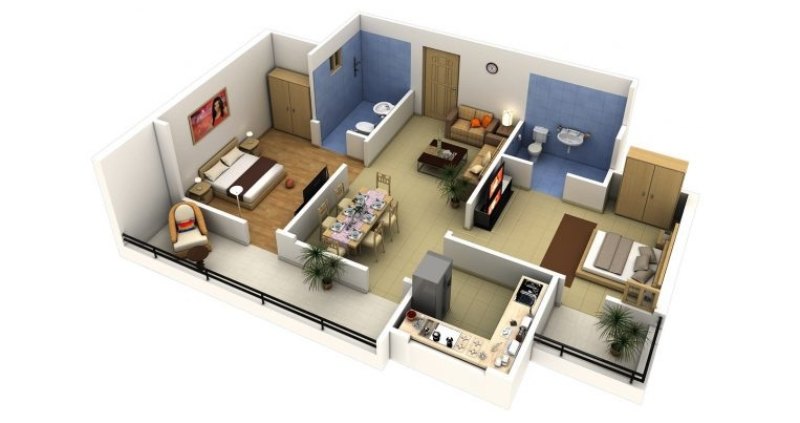 Căn hộ 2 phòng ngủ diện tích trên 80m²