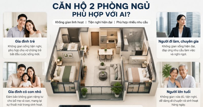 Thiết kế căn hộ 2 phòng ngủ có gì nổi bật?